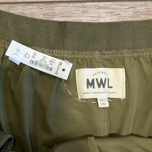 NWT Madewell MWL Allways Pull-On Olive Green Active Shorts XXL - Picture 4 of 12